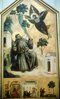 Assisi: Stigmatisation of St Francis, tempera and gold, by Giotto