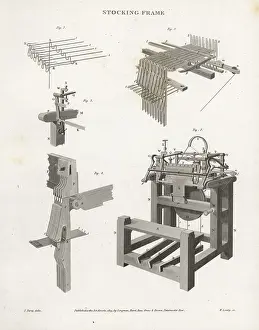 Farey: Stocking frame, knitting machine, 18th century