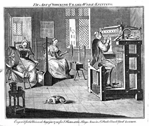 Hosiery: Stocking Frame Workshop, showing women winding