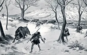 Axes: Stone Age Man hunting bison