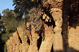 Salut: Stone columns, Park Guell, Barcelona, Catalonia, Spain