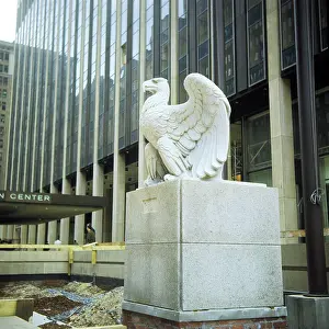 Gotham: Stone Eagle from Old Pennsylvania Station Installed