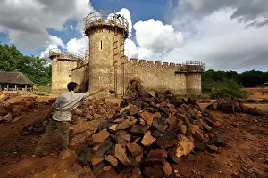 Guedelon: Stone quarry, Chateau de Guedelon, Treigny, Burgundy, France