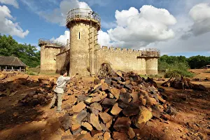 Guedelon: Stone quarry, Chateau de Guedelon, Treigny, Burgundy, France
