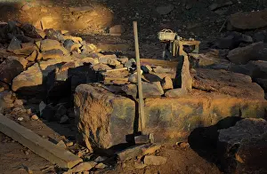 Guedelon: Stone quarry, Chateau de Guedelon, Treigny, Burgundy, France