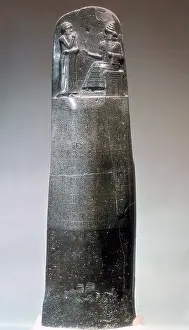 Enthroned: Stone stele inscribed with laws of Hammurabi