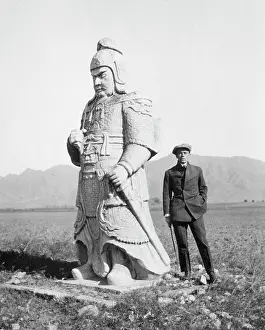 Ming: Stone warrior, soldier, Ming tombs, China, c.1910
