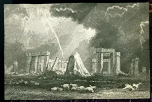 1825: Stonehenge, Wiltshire, with flock of sheep