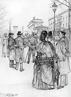 Altberlin: Stop at the Brandenburg Gate in Berlin, around 1889