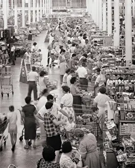 Checkout: Store Interior Checkout Counters of a Supermarket