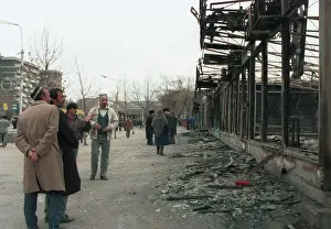 Situation: Stores burnt in riots in Dushanbe, 1990
