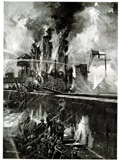 Vindictive: Storming the Mole at Zeebrugge from HMS Vindictive, WW1