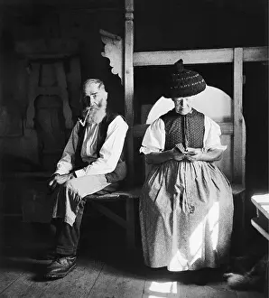 Farmhouses: At the stove bench 1934. Silver gelatin