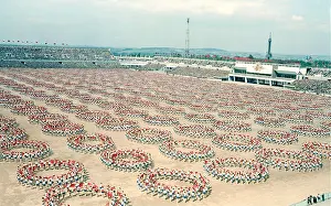 Strahov: Strahov stadium - aerial view - mass performance
