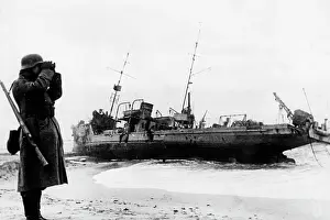 Beached: Stranded Soviet warship in the Crimea, 1942