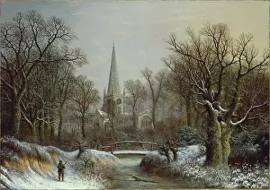 Forground: Stratford Church in Winter