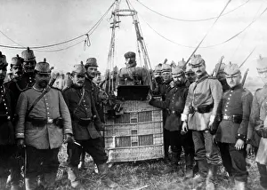 Deceive: Straw dummy in the basket of a balloon, 1914