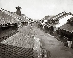 Yokohama: Stree scene in the native town, Yokohama, Japan, circa 188