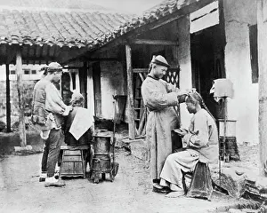 Plait: Street barbers at work, China