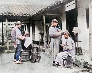 Client: Street barbers at work, China