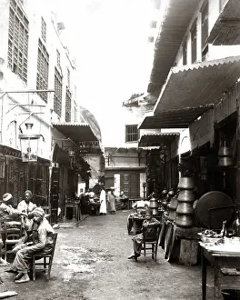Bazaar: Street bazaar, Cairo, circa 1880s