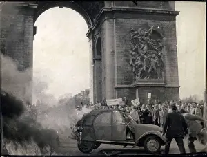 Citroen: Street riots in Champs Elysees, Paris, on North Africa issue