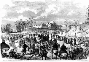 Pont: Street scene in the besieged Paris, 02.12.1870