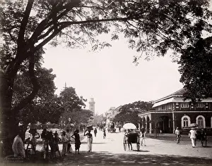 Colombo: Street scene, clock tower, Colombo, Ceylon, Sri Lanka