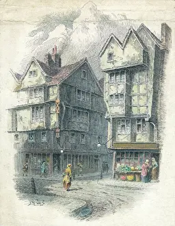 Greengrocer: Street scene in an old town