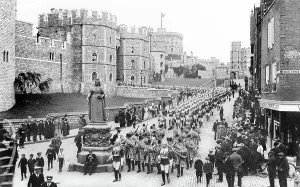 Castellated: Street scene outside Windsor Castle