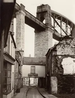 Saltash: Street scene with Royal Albert Bridge, Saltash, Cornwall