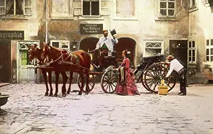 Fiaker: Street scenery with Viennese Fiaker