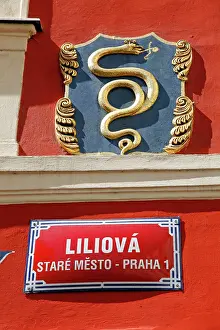 Stare: Street sign and snake in Prague