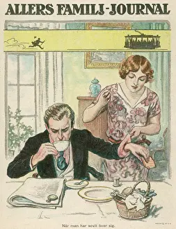 Breadwinner: Stressed Man with his Wife Before his Commute
