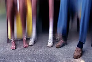 Distorted: Stretched Distorted Long Legs of Three People
