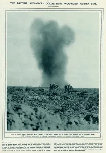 Emergencies: Stretcher-bearers collecting wounded under fire
