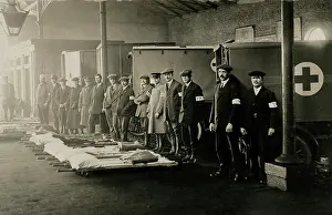 Stretchers: Stretcher bearers waiting for ambulance train arrival