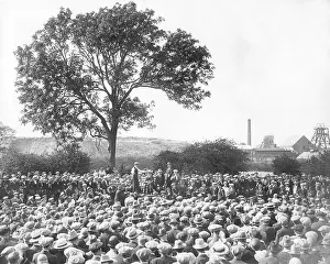 Strikers: Strikers gathering during the miners strike 1926