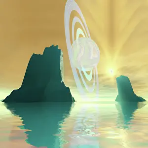 Sunburst: A striking sunburst on this cosmic seascape