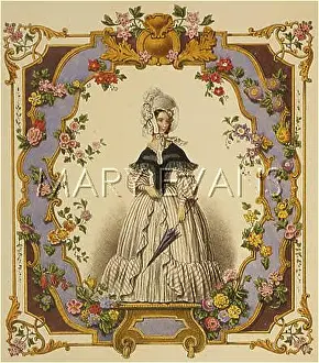 Pelerine: STRIPED DRESS LATE 1830S