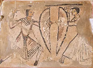 Shields: Struggle between two warriors. Mosaic. Italy