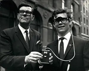Impaired: Student demonstrates Blind Aid Spectacles, London