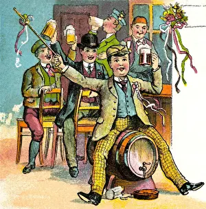 Exams: students, celebrating in pub, Germany, circa