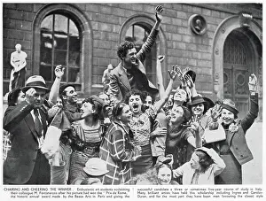 Acclaiming: Students celebrating the winner of the Prix de Rome