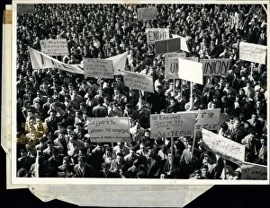 Rowdy: Students demonstrate in Athens over Cyprus issue