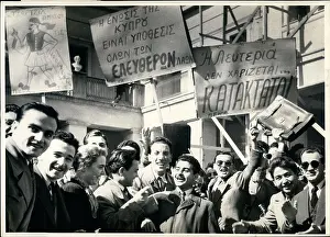 Rowdy: Students demonstrate in Athens over Cyprus issue