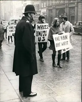 Summons: Students demonstrate outside Law Courts, The Strand, London