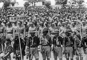 Manchuria: Students in military uniform