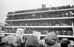 Storey: Students in multi storey car park, protesting Manchester