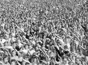 Rehearse: Students while performing the Hitler salute, 1934